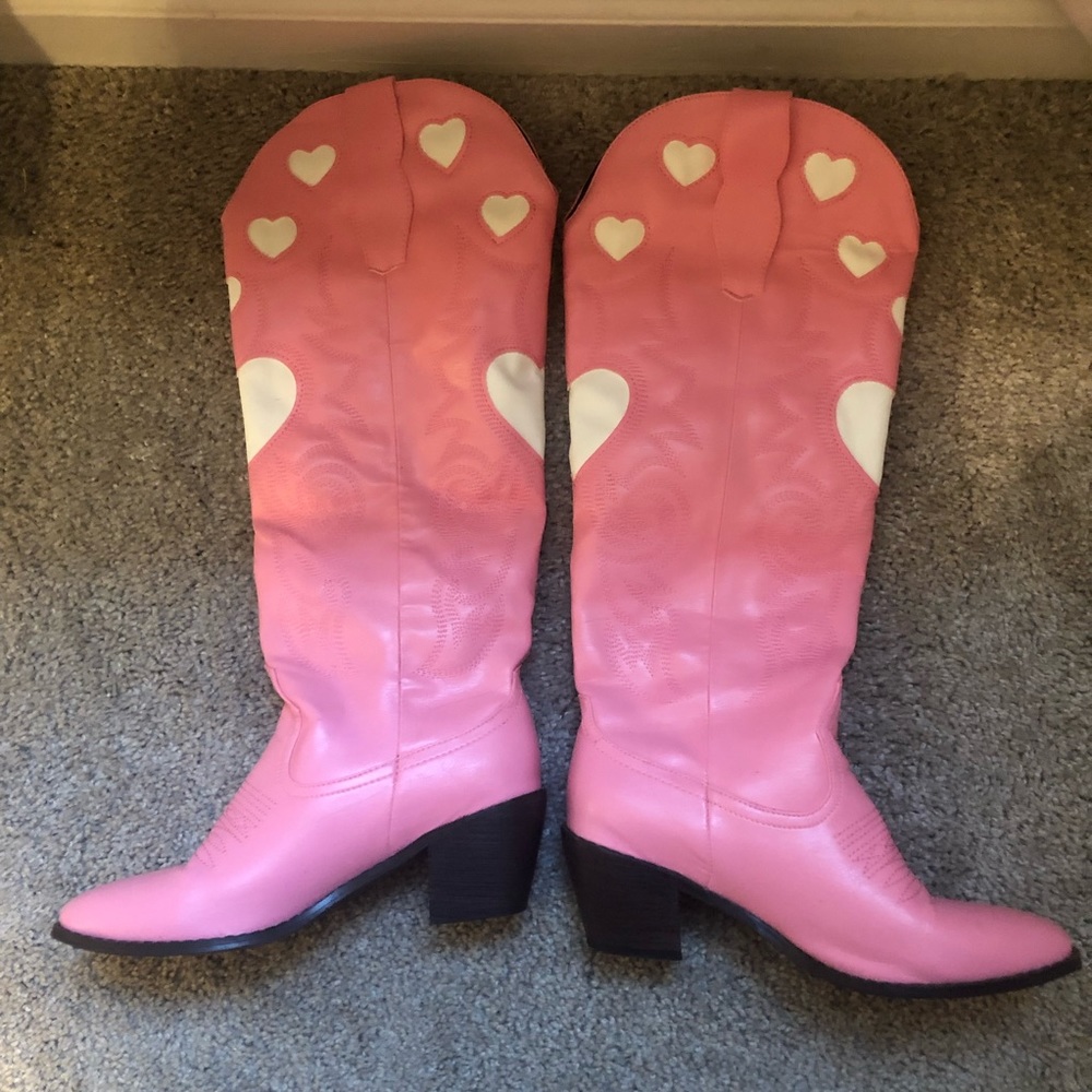 Pink Heart Cowboy Boots